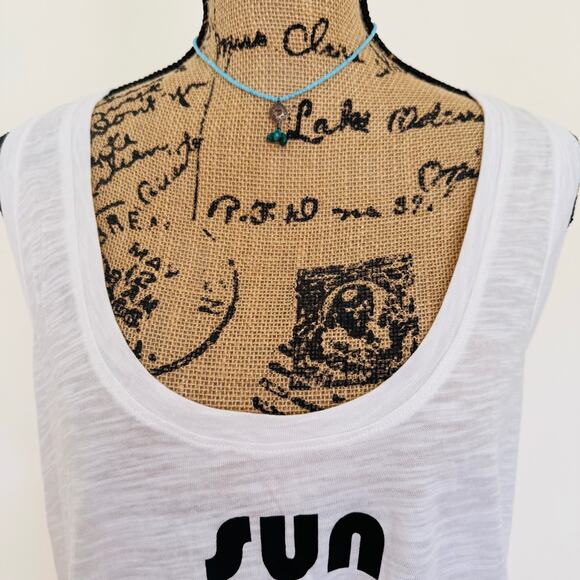 Banana Republic Womens Sun Sand Sail White Cotton Racerback Tank Top Large NEW - Picture 4 of 11